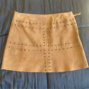 Leather Studded Miniskirt-Tan Size 7/8